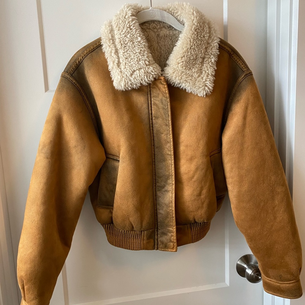 Mango suede-like cropped bomber size XS